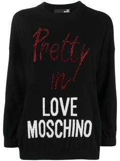 Love Moschino пуловер со стразами и логотипом