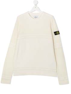 Stone Island Junior полосатый джемпер с круглым вырезом