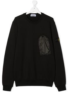 Stone Island Junior толстовка с карманом и круглым вырезом