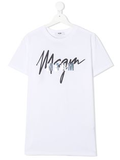 Msgm Kids футболка с логотипом металлик