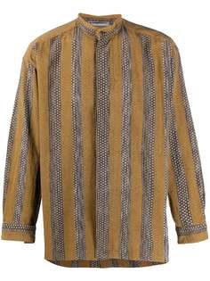 Issey Miyake Pre-Owned полосатая рубашка 1980-х годов с воротником-стойкой