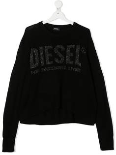 Diesel Kids джемпер оверсайз с логотипом металлик