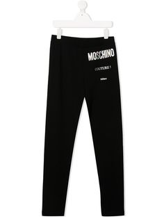 Moschino Kids легинсы с логотипом металлик