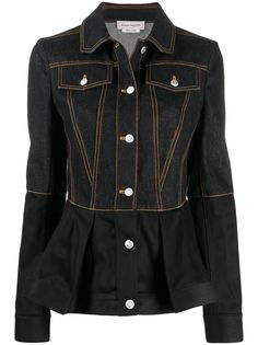 Alexander McQueen джинсовая куртка с оборками на подоле