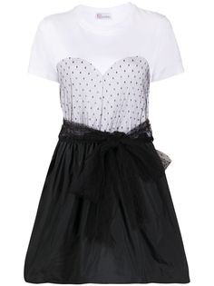 RED Valentino платье-футболка со вставкой из тюля
