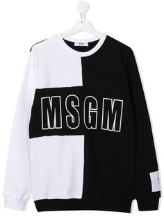 Msgm Kids свитер в стиле колор-блок с логотипом