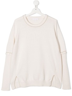 Chloé Kids джемпер с тисненым логотипом