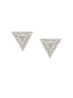Lizzie Mandler Fine Jewelry серьги-гвоздики Trillion из белого золота с бриллиантами
