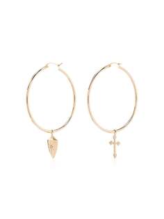 DRU. золотые серьги-кольца Shield and Cross