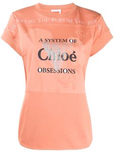 Chloé футболка с надписью и закругленным подолом Chloe
