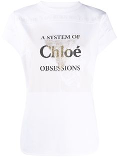 Chloé футболка с надписью и закругленным подолом Chloe