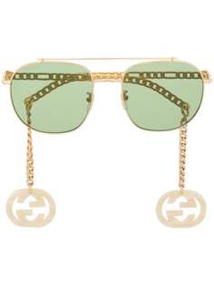 Gucci Eyewear солнцезащитные очки в цепочной оправе