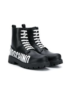 Moschino Kids ботинки на шнуровке с логотипом