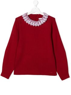 Chloé Kids джемпер с кружевным воротником