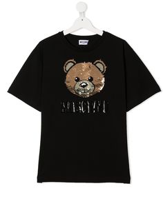 Moschino Kids футболка Teddy Bear с пайетками