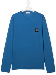 Stone Island Junior топ с нашивкой-логотипом