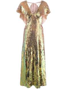 Temperley London длинное платье Bardot с пайетками