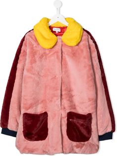 The Marc Jacobs Kids пальто из искусственного меха в стиле колор-блок