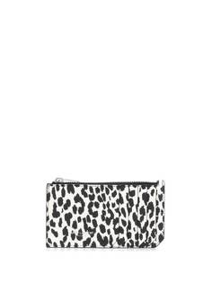 Saint Laurent картхолдер на молнии с леопардовым принтом
