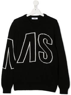 Msgm Kids свитер с жаккардовым логотипом