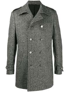 Tonello двубортное пальто с узором в елочку