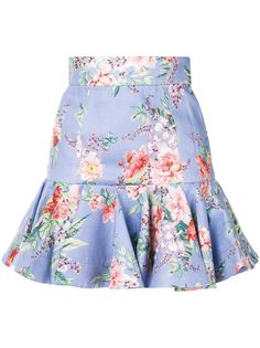 Zimmermann юбка мини с оборками и цветочным принтом