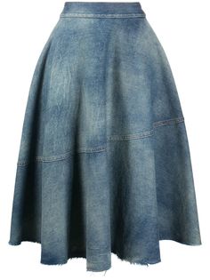 MM6 Maison Margiela джинсовая юбка миди с эффектом потертости