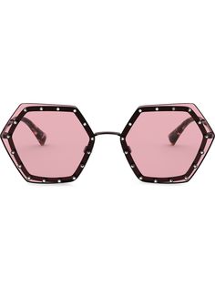 Valentino Eyewear солнцезащитные очки в шестиугольной оправе с кристаллами
