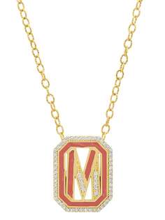 Colette колье Gatsby с инициалом M из желтого золота с бриллиантами и красной эмалью