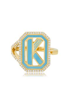 Colette эмалированное кольцо Gatsby из желтого золота с бриллиантами