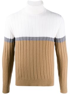 Eleventy свитер в стиле колор-блок с высоким воротником
