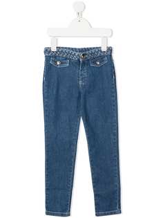 Chloé Kids джинсы кроя слим с плетеной вставкой