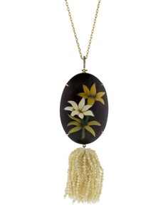 SILVIA FURMANOVICH колье Marquetry Pearl Tassel Lily из желтого золота с бриллиантами