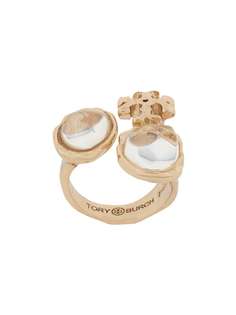 Tory Burch кольцо с кристаллами и логотипом