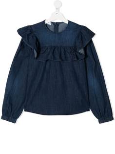 Dondup Kids джинсовая блузка с оборками