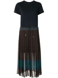 Sacai платье-футболка с контрастной вставкой