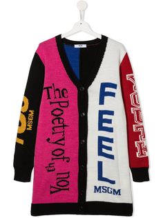 Msgm Kids кардиган в стиле колор-блок с вышивкой