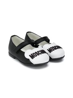 Moschino Kids балетки с вышитым логотипом