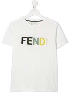 Fendi Kids футболка с вышитыми логотипом