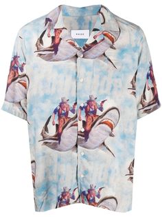 Rhude рубашка Bowling с принтом