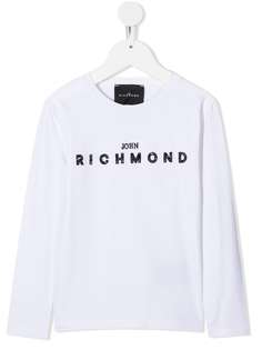 John Richmond Junior футболка с вышитым логотипом и пайетками