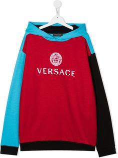 Versace Kids худи в стиле колор-блок с логотипом