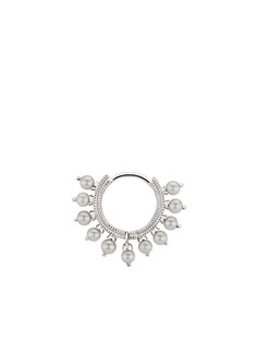 Maria Tash единичная серьга Coronet из белого золота с жемчугом
