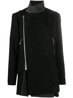 sacai двубортное пальто на молнии
