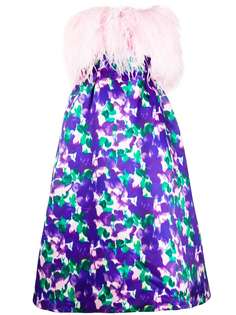 Richard Quinn платье с перьями и цветочным принтом