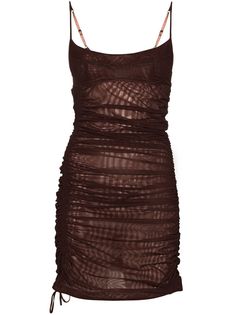 Mugler полупрозрачное платье мини со сборками