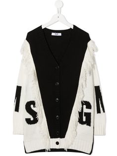 MSGM Kids трикотажный кардиган с бахромой