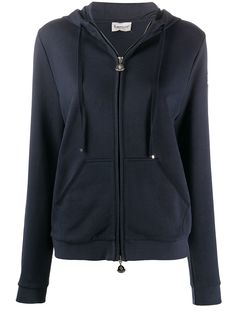 Moncler худи на молнии с нашивкой-логотипом