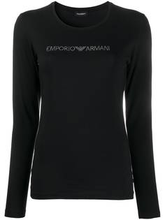 Emporio Armani футболка с длинными рукавами и стразами