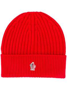 Moncler Grenoble шапка бини в рубчик с вышитым логотипом
